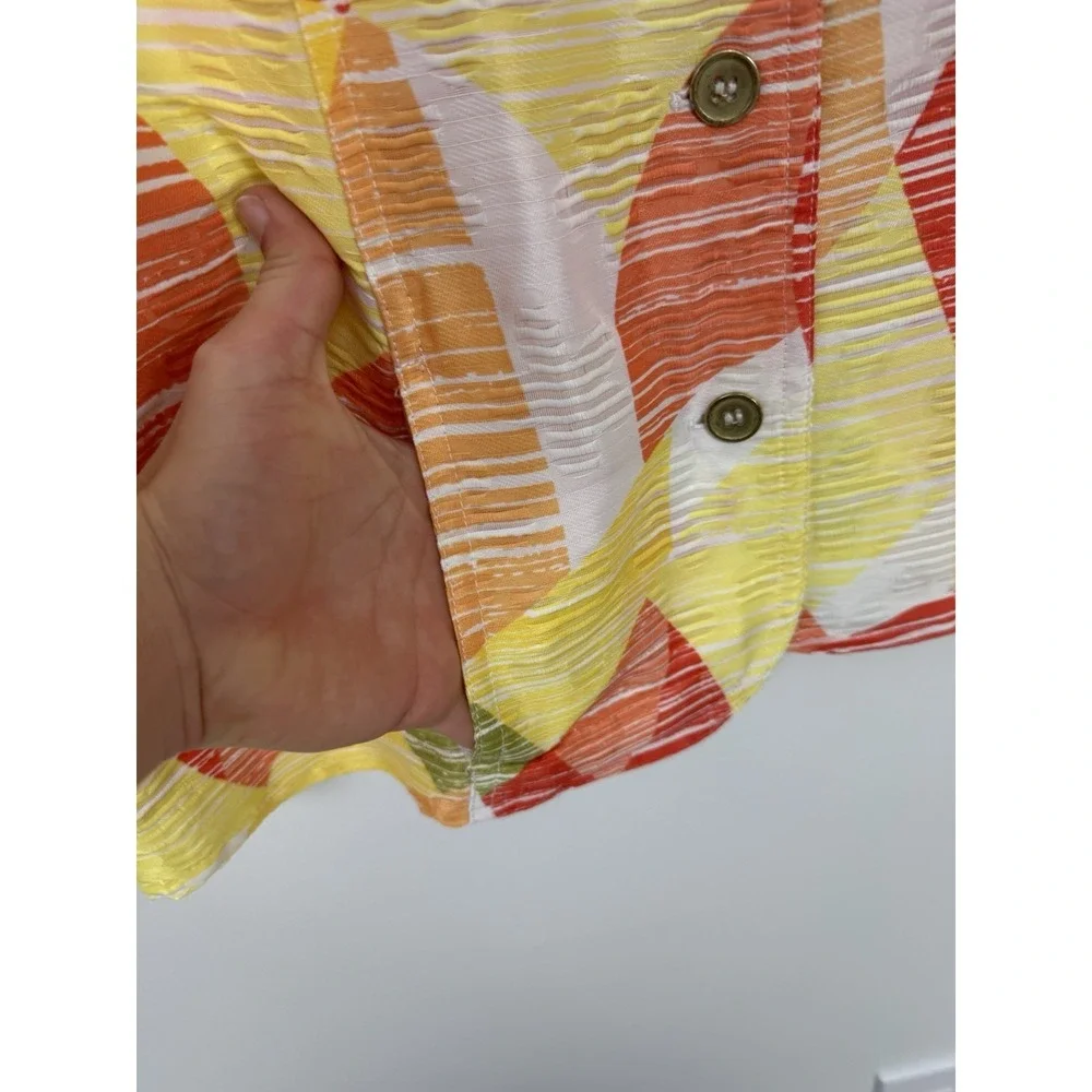 Alfred Dunner Jacket Petite Size 12P Collarless Multicolor Geometric Career